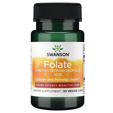 SWANSON Folian Quatrefolic 800 mcg - Kwas foliowy (30 kaps.)