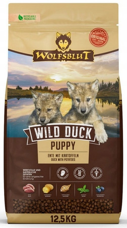 Wolfsblut Wild Duck Puppy – kaczka i bataty 12,5 kg – bezzbożowa karma dla szczeniąt