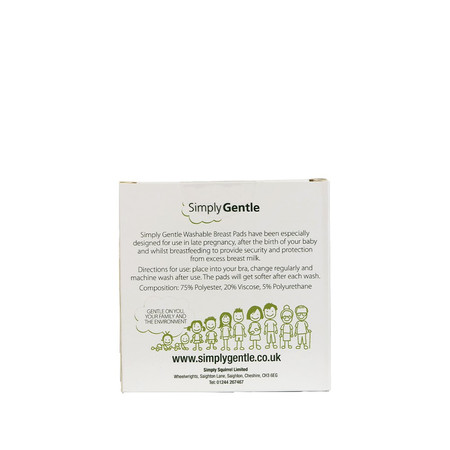 Simply Gentle, Wielorazowe wkładki laktacyjne z woreczkiem, 6 szt.