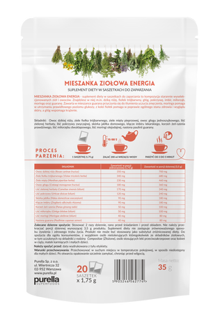 Purella Superfoods Superherbs Mieszanka ziół do zaparzania Energia 35g