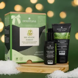 Orientana Xmas Mystic Forest Dfor Him  Kojąco - regenerujący zestaw do twarzy dla mężczyzn (żel do mycia 150ml + balsam po goleniu 75ml)