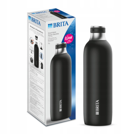 Brita Soda TRIO - butelka wymienna czarna 1l ze stali nierdzewnej