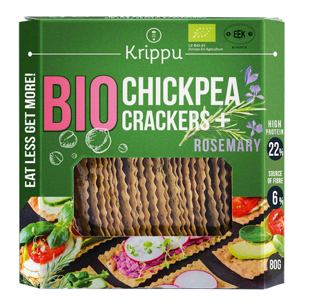 KRAKERSY PROTEINOWE Z CIECIERZYCY Z ROZMARYNEM BIO 80 g - KRIPPU