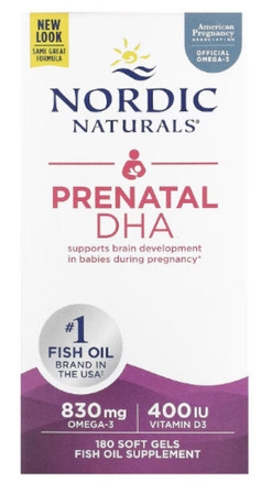 Nordic Naturals Prenatal DHA 830 mg Omega-3 + 400 IU D3 kwasy Omega3 180 kaps.