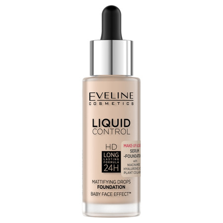 Eveline Liquid Control HD Podkład do twarzy z dropperem nr 002 Soft Porcelain 32ml
