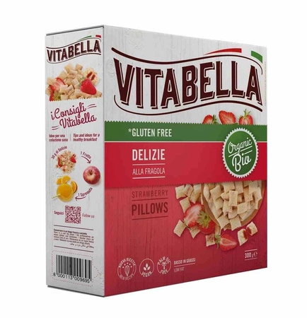 Vitabella − Poduszki owsiane z nadzieniem truskawkowym bezgl. BIO − 300 g