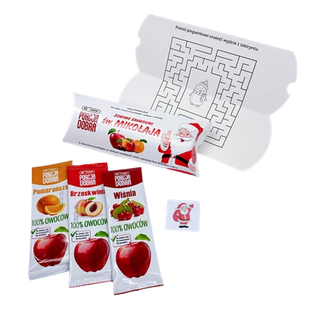 SMAKOŁYKI OD ŚWIĘTEGO MIKOŁAJA (3 OWOCOWE PRZEKĄSKI + TATUAŻ) 48 g - PORCJA DOBRA (PRODUKT SEZONOWY)