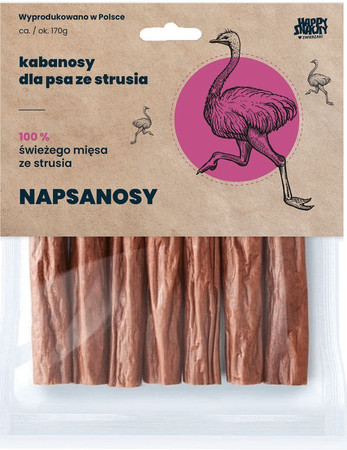 Happy Snacky NAPSANOSY Kabanosy ze Strusia 7szt.