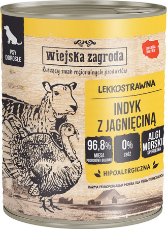 WIEJSKA ZAGRODA Indyk z Jagnięciną bez zbóż 800g