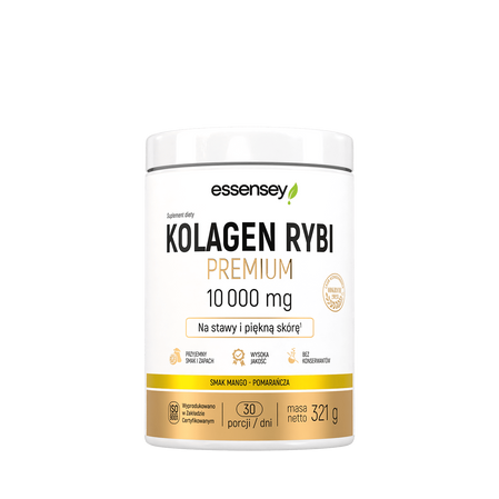 Essensey Kolagen Rybi Premium 10 000mg - 321g smak mango - pomarańcza