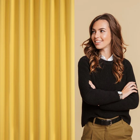 ZASŁONA GOTOWA MILAN NA TAŚMIE 140 X 300 CM MUSZTARDOWY