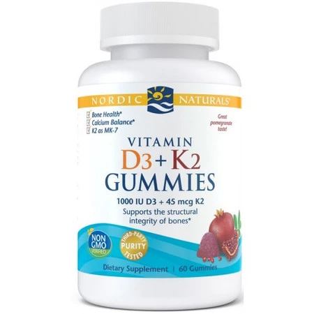 Nordic Naturals Vitamin D3 + K2 Gummies 60 żelek smak granat