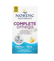 Nordic Naturals Complete Omega Xtra Omega-3 kwasy tłuszczowe EPA i DHA 60 kaps. smak cytryna