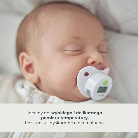 Nuvita, Termometr smoczek z cyfrowym wyświetlaczem do pomiaru gorączki, Biały
