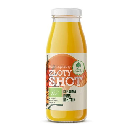 DARY NATURY SHOT ZŁOTY NA ODPORNOŚĆ KURKUMA - IMBIR - ROKITNIK BIO 250 ml