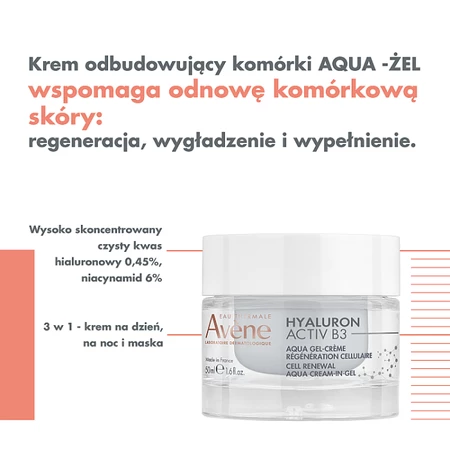 Avène Hyaluron Activ B3 Krem odbudowujący komórki aqua-żel 50 ml