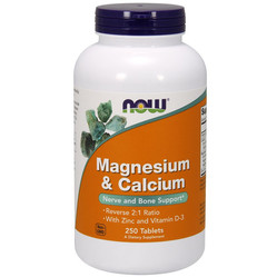 Now Foods MAGNEZ 266 mg z WAPNIEM, cynkiem i witaminą D 250 kaps.