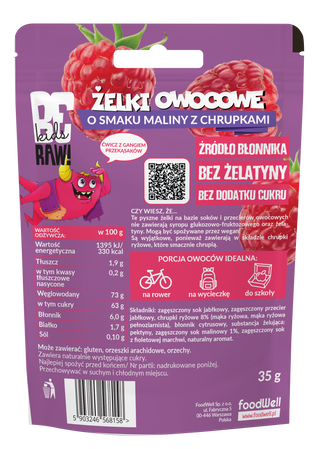 BeRAW! Kids Żelki Malina z chrupkami 35g żelki dla dzieci