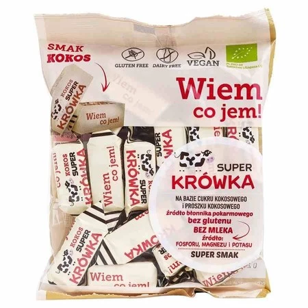 Super Krówka − Krówki bezmleczne kokosowe bezgl. BIO − 150 g