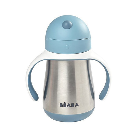 BEABA Bidon niekapek ze słomką termiczny 250 ml Windy Blue