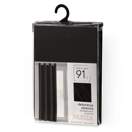 ZASŁONA GOTOWA D91 PARISA 135 X 250 CM CZARNY