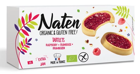 CIASTKA TARTALETKI Z DŻEMEM MALINOWYM BEZGLUTENOWE BIO 130 g - NATEN