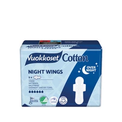 Vuokkoset − Cotton, podpaski ze skrzydełkami na noc Sensitive − 9 szt.