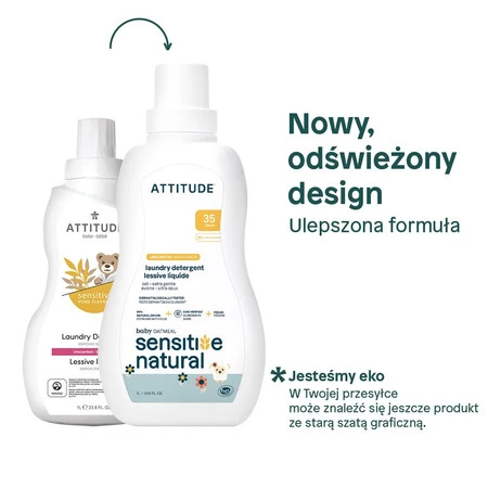 Attitude SENSITIVE SKIN BABY, Delikatny płyn do prania ubranek dziecięcych, 1L
