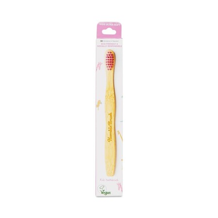 Humble Brush, Bambusowa szczoteczka do zębów dla dzieci, UltraSoft, różowa