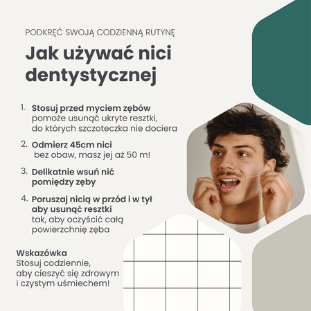 Georganics, Naturalna nić dentystyczna z jedwabiu, w szklanym opakowaniu Zero Waste, do codziennej pielęgnacji, smak mięty pieprzowej, 50 m