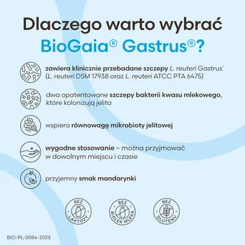 BioGaia Gastrus smak mandarynkowy 30 szt. tabl. do żucia