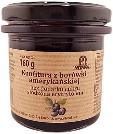 Konfitura z borówki amerykańskiej słodzona erytrytolem B/C 160g