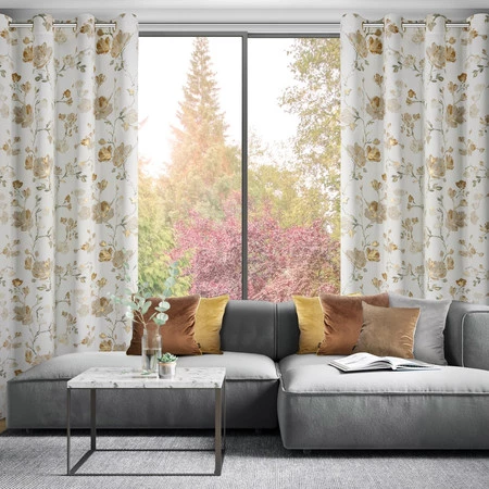 Zasłona ZAS/NELIA/BEŻ+ZŁ 140X250 PRZELOTKI