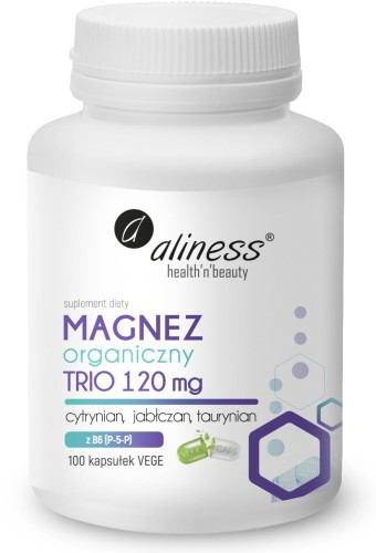 Aliness Magnez organiczny TRIO 120 mg z B6 (P-5-P) x 100 VEGE kaps. - Nabea.pl