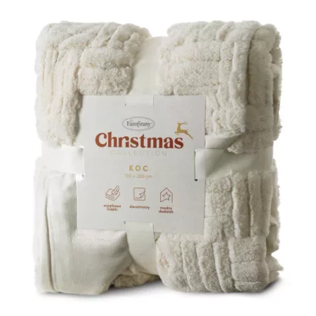 Koc dekoracyjny świąteczny rozm.: 150 x 200 cm, kolor: kremowy