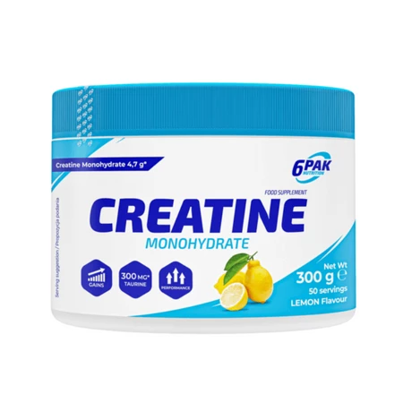 6PAK CREATINE MONOHYDRATE 300g JAR LEMON