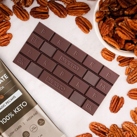 BeKeto Wegańska Keto Czekolada z olejem MCT orzech pekan 80g x10