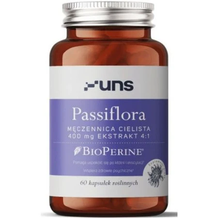 UNS Passiflora Męczennica Cielista + Bioperine na wsparcie nastroju i snu60 kaps. vege