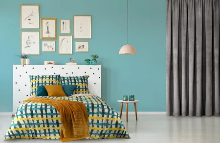 Pościel bawełniana D91 Ida 01 220 x 200 cm, Turkusowy