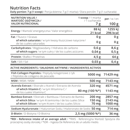 7Nutrition Marine Collagen Peptides hydrolizowany kolagen morski smak malina-truskawka 315g