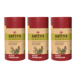 Zestaw: 3x Sattva - Henna Naturalna ziołowa farba do włosów Czerwone Wino 150g