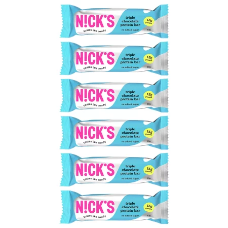 Zestaw 6x N!CK'S Nicks Triple Chocolate Protein Bar Baton proteinowy bez cukru 50g