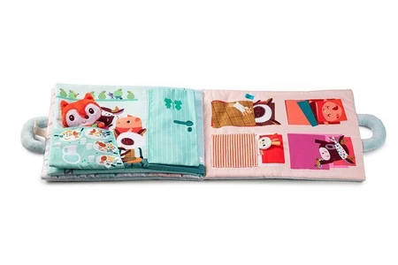 LILLIPUTIENS Miękka książeczka aktywizująca z mini - przytulanką „Dzień dobry, mały lisku” 18 m+