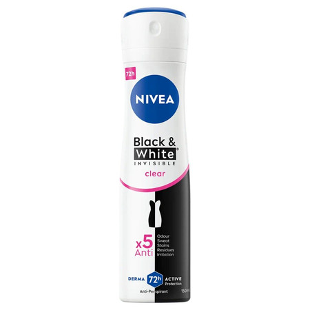 Black&White Invisible Clear antyperspirant spray 150ml
