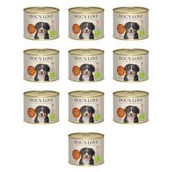 Zestaw 10x DOG'S LOVE BIO RIND - ekologiczna wołowina z ryżem, cukinią i jabłkiem (200g)