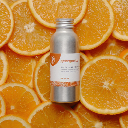 Georganics, Olej do płukania jamy ustnej, z naturalnym składem, do codziennej pielęgnacji, smak pomarańczowy, 100 ml