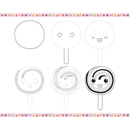 Janod Zestaw kreatywny Rysowanie krok po kroku Modele kawaii 20 rysunków 7+