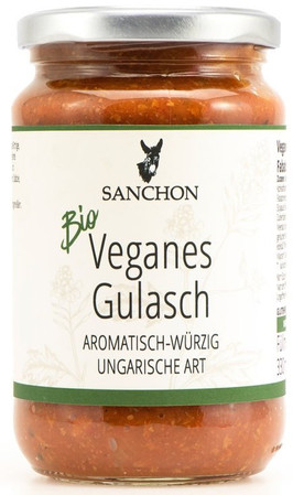 Gulasz wegański z kostką proteinową grochu i bobu BIO 330 ml