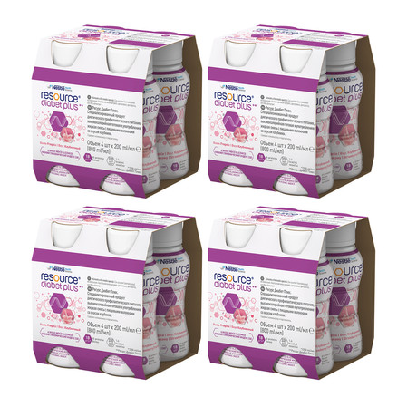 Zestaw 4x RESOURCE Diabet Plus smak truskawka 4 x 200ml