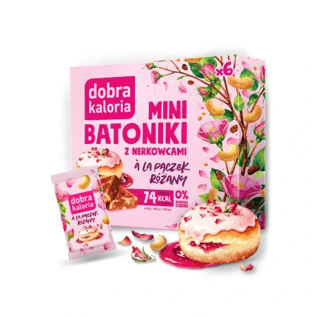 DOBRA KALORIA Mini batoniki a'la pączek różany z nerkowcami (6x17g) KUBARA